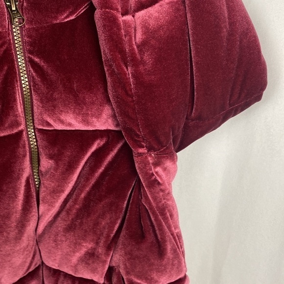 Old NAVY Velvet Dark Pink Puffer Jacket L (10-12) - Picture 12 of 13